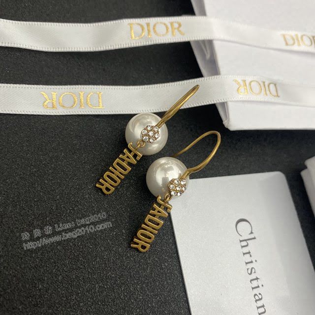 Dior飾品 迪奧經典熱銷款鑲嵌水鑽珍珠耳勾耳環  zgd1484
